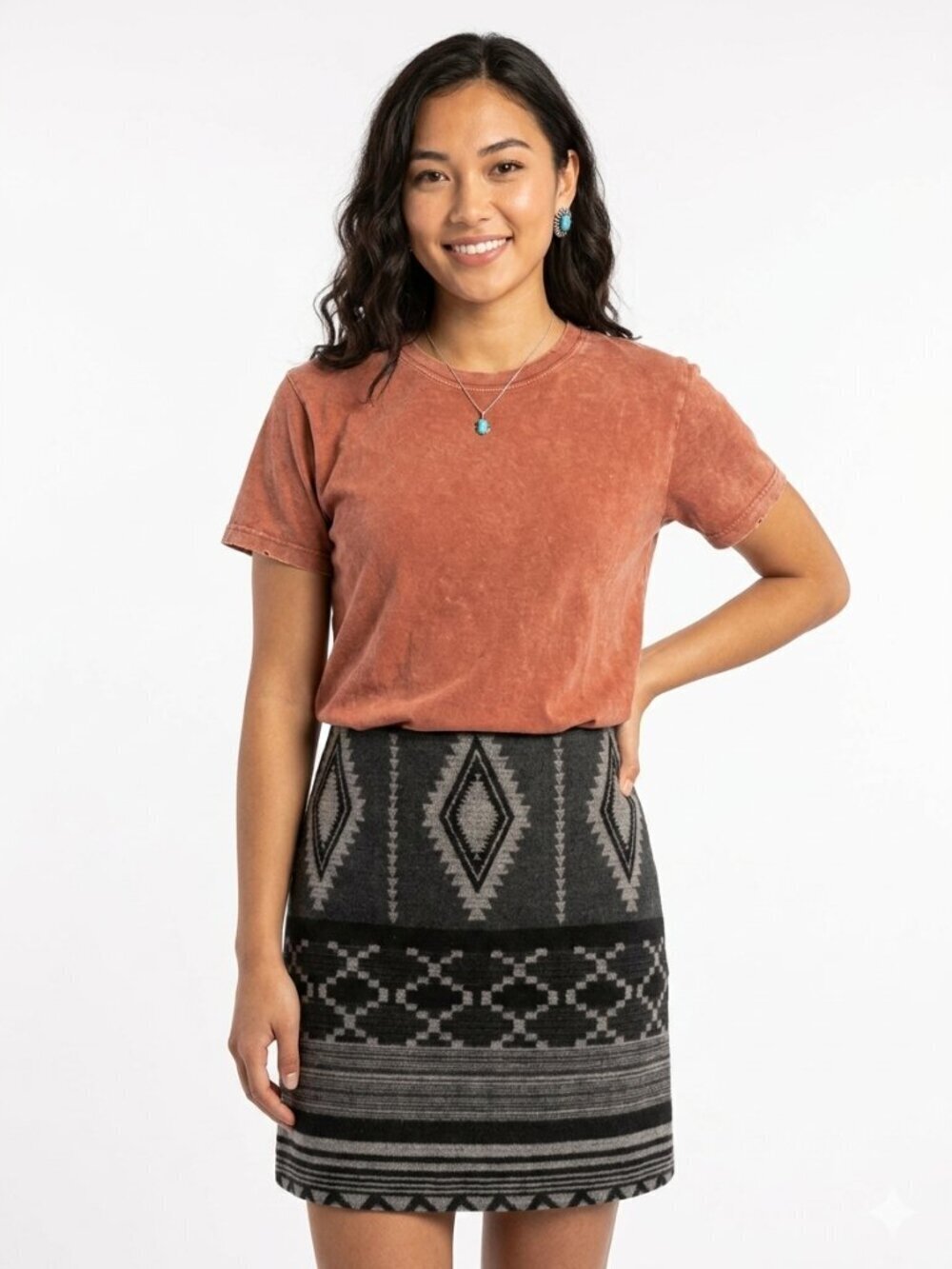 Kenar Womens Size 4 Southwest Weave Skirt Tribal Print A Line Textured Casual